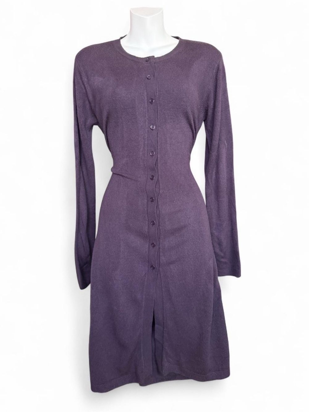 BCBGMaxAzria Plum Long-Sleeve Button-Front Knit Cardigan